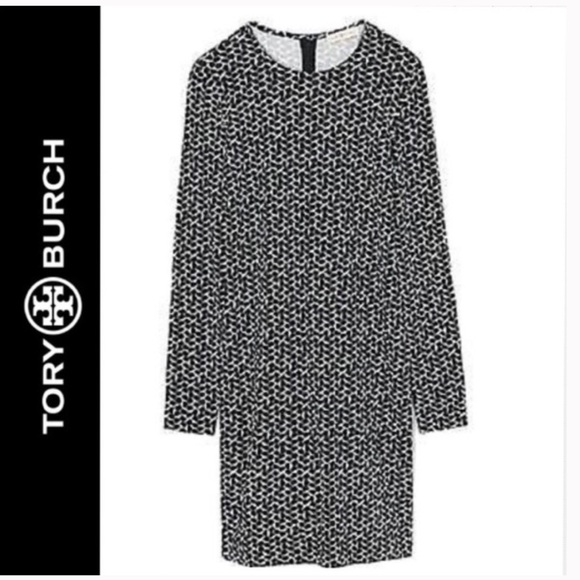 Tory Burch Navy White Print Jersey Dress - Picture 4 of 10